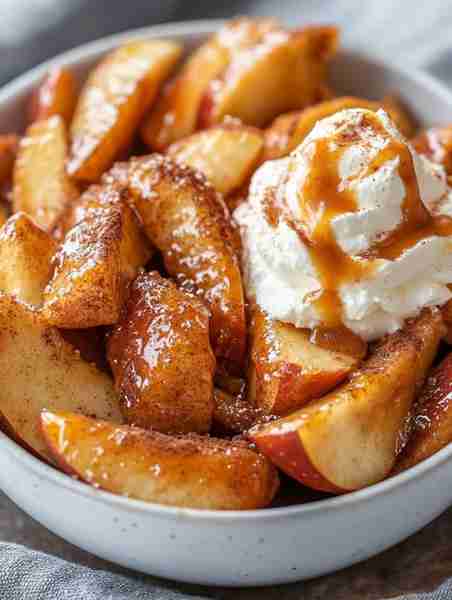 Air Fried Apple Wedges with Caramel Whipped Cream Dipping Sauce 🍏🍯🥰 Ingredients: For Apples: 3...