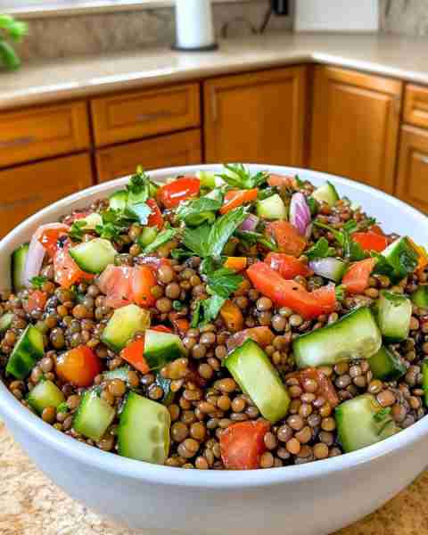 This Balsamic Lentil Salad is Quick, Easy, and Delicious! ✨🥗 ingredients: 1 and 1/2 cups (270g) co...