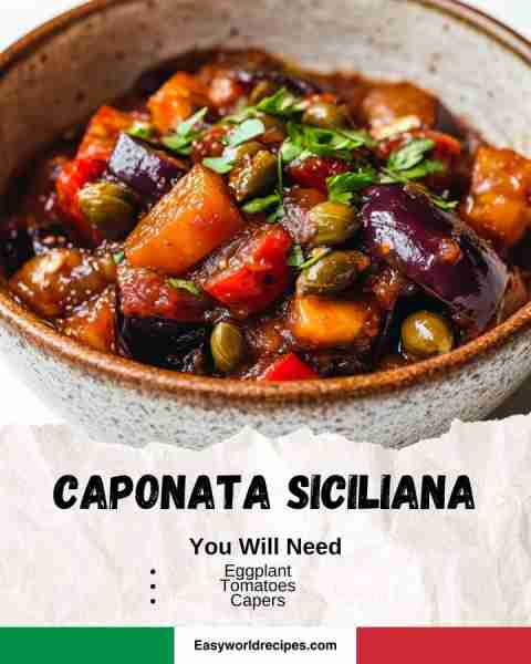 🇮🇹 Caponata Siciliana (Sicilian Eggplant Stew) A sweet and tangy Sicilian vegetable dish with eggpla...