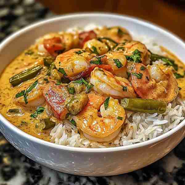 🥥🍅🌿 Coconut Shrimp and Fish Curry with Okra and Tomatoes A creamy, comforting curry with juicy sh...