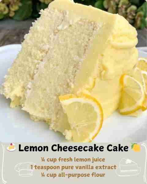 🍰 Lemon Cheesecake Cake 🍋 Ingredients For the Crust: 1 ½ cups graham cracker crumbs 6 tablespoons...
