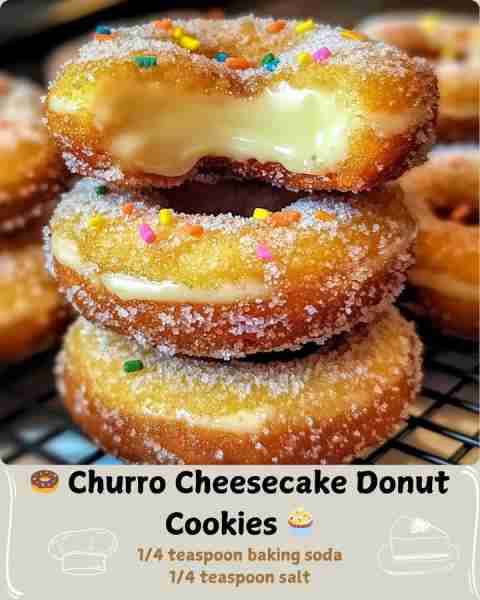 🍩 Churro Cheesecake Donut Cookies 🧁 🧾 Ingredients (Makes 18–20 cookies): For the Dough: 2 cups al...