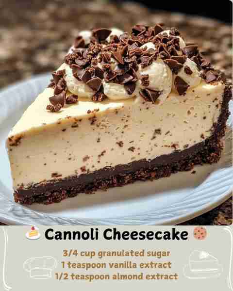 🍰 Cannoli Cheesecake 🍪 🧾 Ingredients: For the Crust: 1 ½ cups graham cracker crumbs 3 tablespoons...