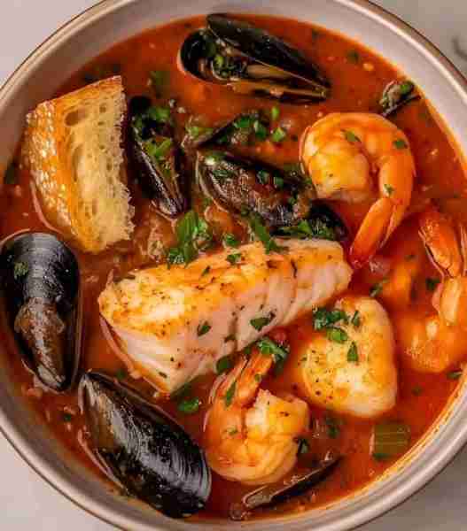 Bouillabaisse Recipe Ingredients 1 pound firm white fish fillets (like cod or halibut), cut into chu...