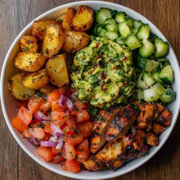Loaded Southwest Chicken Bowl with Roasted Potatoes & Guacamole 🥑🌶️ Prep Time: 20 minutes Cook Time...