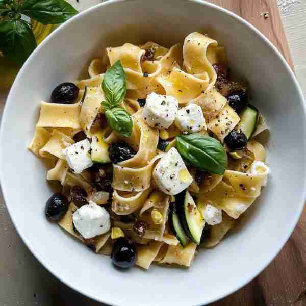 Pappardelle with Zucchini, Olives & Melting Mozzarella 🥒🧀🌿 Rustic, hearty, and full of Mediterran...