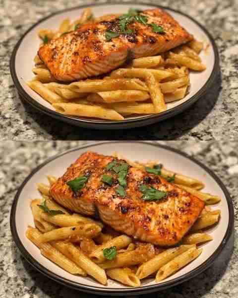Sweet Chili Salmon with Garlic Penne Glazed Sweet Chili Salmon over Garlic Butter Penne Ingredients:...