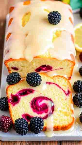 Lemon Blackberry Pound Cake with Glaze Ingredients For the Cake: 1½ cups (190g) all-purpose flour ½...