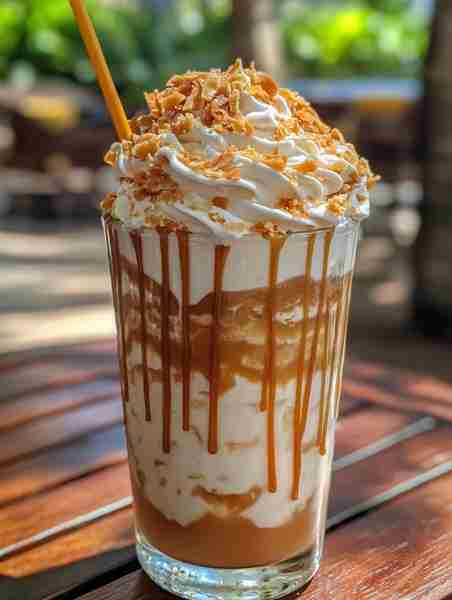 Coconut Caramel Dream Frappe 🍧🥥🍯 Ingredients: 1 cup creamy coconut milk ½ cup espresso or str...