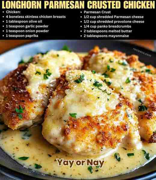 Copycat Longhorn Parmesan Crusted Chicken 🧀🍗 Don't Lose This Recipe! 🫵 🥄 Ingredients: • 4 Bonele...