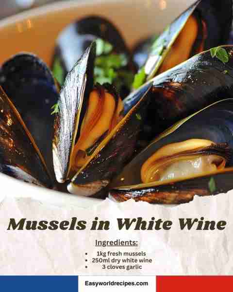 🇫🇷 Moules Marinières (Mussels in White Wine) 🍷 A seaside favorite—fresh mussels steamed in white wi...