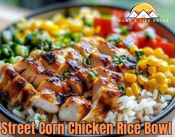 Street Corn Chicken Rice Bowl Ingredients: - For the Chicken: - 2 chicken breasts, diced - 1 tabl...