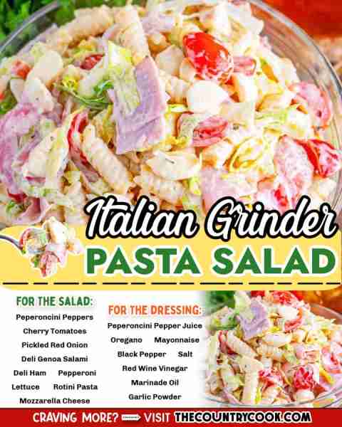 This Italian Grinder Pasta Salad has all the delicious flavors and textures of an Italian Grinder wi...