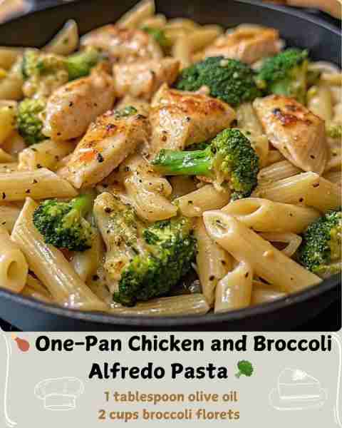 🍗 One-Pan Chicken and Broccoli Alfredo Pasta 🥦 Ingredients: 2 boneless, skinless chicken breasts,...