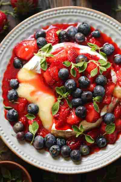 Honey-Lemon Strawberry Blueberry Baked Brie.🍓🫐🍋🍯
