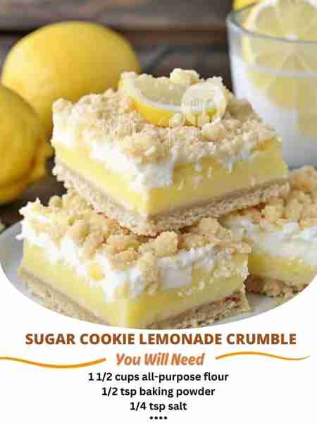 🍋 Sugar Cookie Lemonade Crumble 🍪 Ingredients: For the Sugar Cookie Base: 1 1/2 cups all-purpose f...