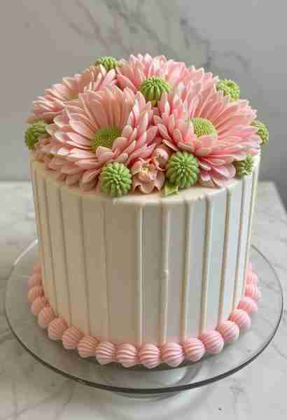 Korean buttercream flower cake🌸🎂, known for its delicate and beautifully piped floral decorations....