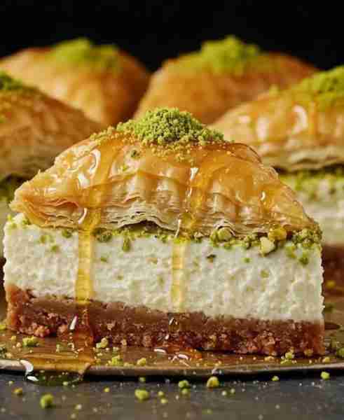 Honey 🍯 Pistachio Baklava Cheesecake😍 Ingredients Baklava Crust and Layers: 1 package (16 oz) phyl...