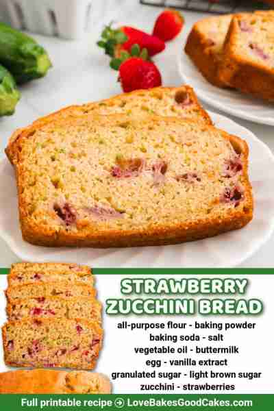 RECIPE - https://www.lovebakesgoodcakes.com/strawberry-zucchini-bread/ Strawberry Zucchini Bread is...
