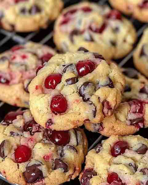 🍒 Maraschino Cherry Chocolate Chip Cookies Recipe 🍒 Ingredients: 1 cup unsalted butter, softened 1...