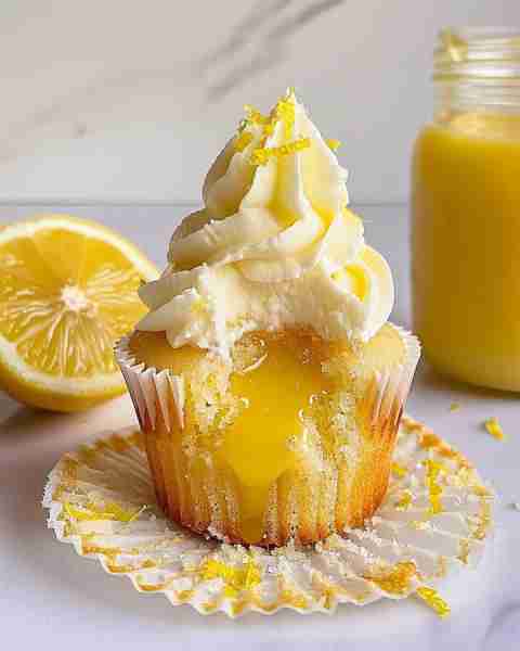 Lemon Cupcakes with Lemon Curd Filling Yield: 12 cupcakes Prep Time: 30 minutes Cook Time: 18–20 min...