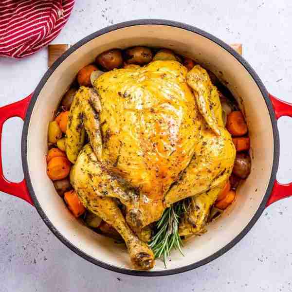 Simple Dutch Oven Baked Whole Chicken - because everyone needs to know how to cook a whole chicken....