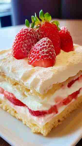 Strawberry Vanilla Pudding Dessert Lasagna Ingredients (Serves 12) For the Cake Layers: 1 box vanill...