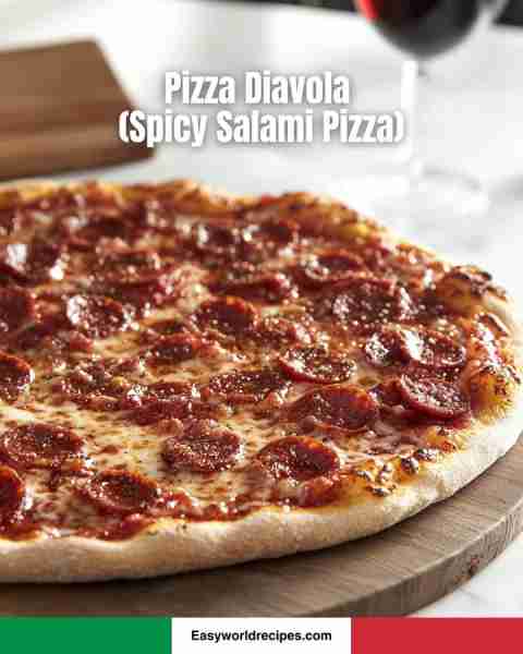 🇮🇹 Pizza Diavola (Spicy Salami Pizza) A bold and fiery pizza topped with spicy salami and melty mozz...