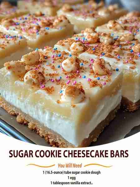 How to Make Sugar Cookie Cheesecake Bars Ingredients 1 16.5 oz tube sugar cookie dough (store-bough...