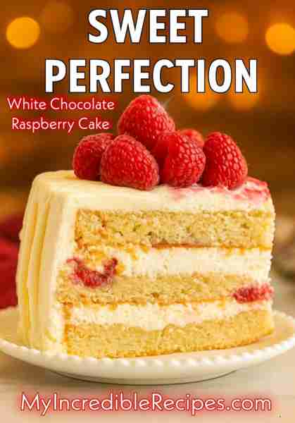 White Chocolate Raspberry Cake! 🍰 RECIPE BELOW! Tastes Incredible because of the fresh raspberries...
