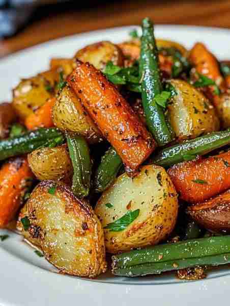 Garlic Herb Roasted Veggies Ingredients 1 cup broccoli florets 🥦 1 cup carrots (sliced) 🥕 1 bell p...
