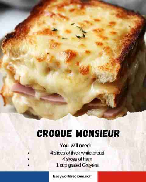 🥪 Croque Monsieur 🇫🇷🔥 The ultimate French ham & cheese sandwich—crisp, gooey, and unforgettable!...