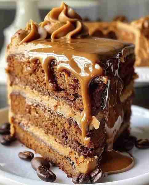 Gooey Coffee Caramel Cake 🧡🍰 Ingredients: For the Cake Layers: 2 1/2 cups all-purpose flour 2 teas...