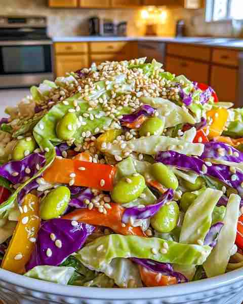 Crunchy Rainbow Slaw with a Homemade Sesame Ginger Dressing: So Refreshing! 🥕💜😋 Ingredients: For...