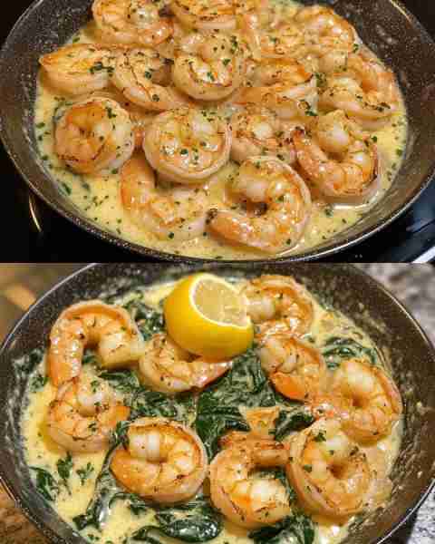 Lemon Thyme Shrimp with Spinach Alfredo Creamy Lemon Thyme Shrimp over Spinach Alfredo Pasta Ingredi...