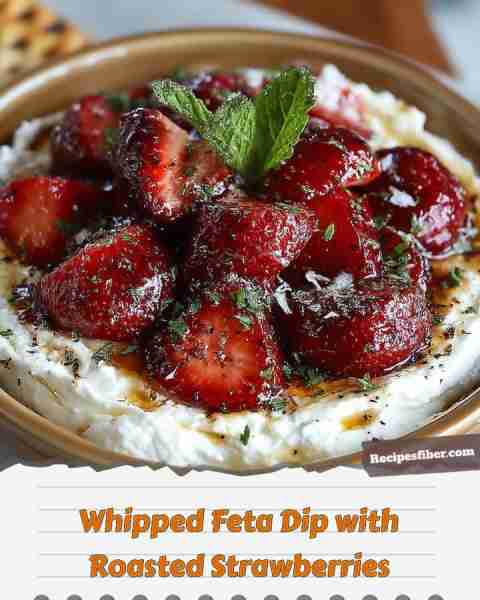 Whipped Feta Dip with Roasted Strawberries 🍓 Delicious and creamy, this dip is a perfect appetizer!...
