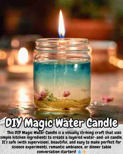 DIY Magic Water Candle 🛒 Supplies Needed: Makes 1 magic candle - 1 clear glass or jar (small mason...