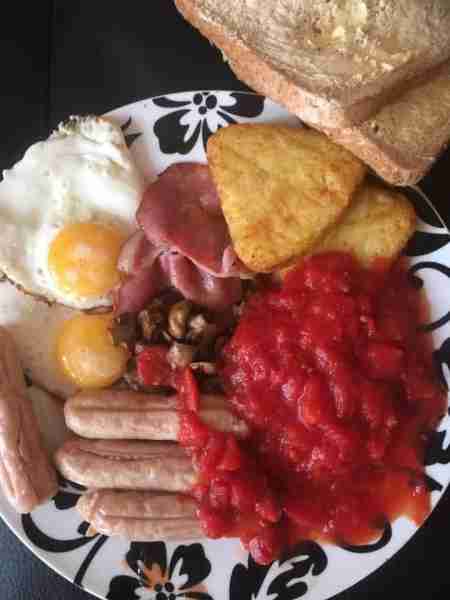 Saturday morning Fry-Up (prefer whole plum tomatoes) by Shawn