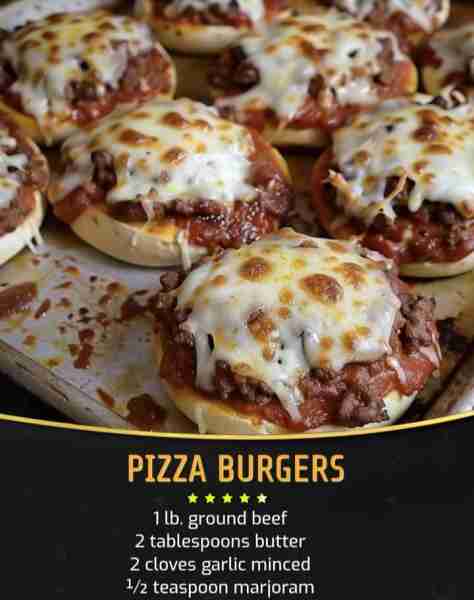 PIZZA BURGERS 😍 Ingredients : 1 lb. ground beef ½ lb. ground sausage bulk or Italian 2 tablespoons...