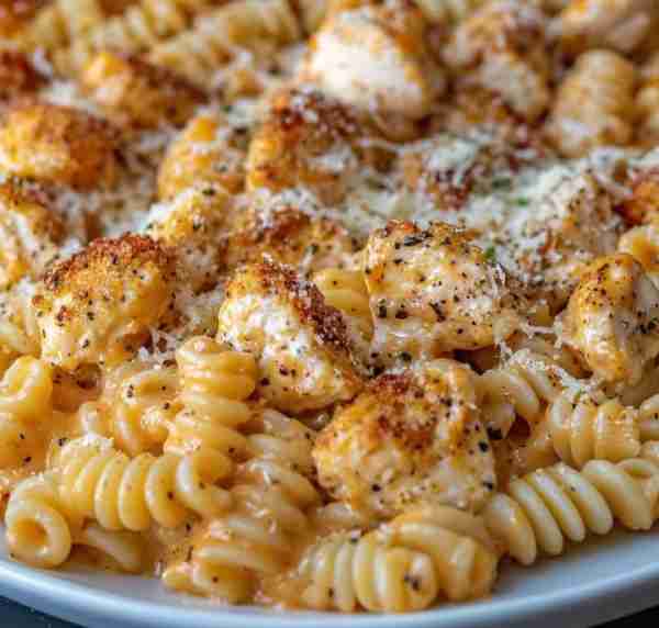 One-Pot Chicken Parmesan Mac & Cheese Ingredients 🛒: 1 lb boneless chicken breast, cut into chunks...