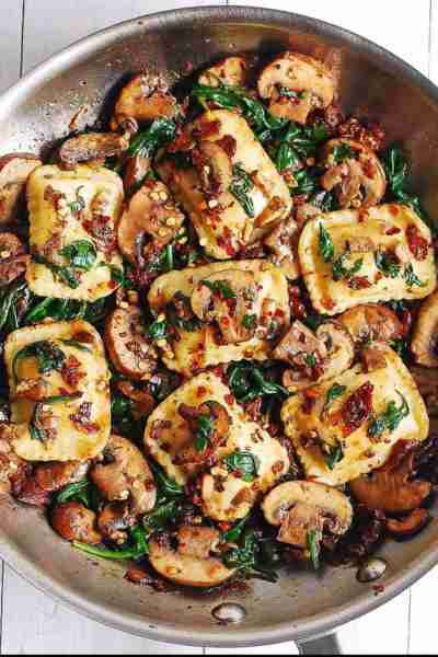 Mushroom & Spinach Ravioli in 30 minutes!🥬🍄‍🟫
