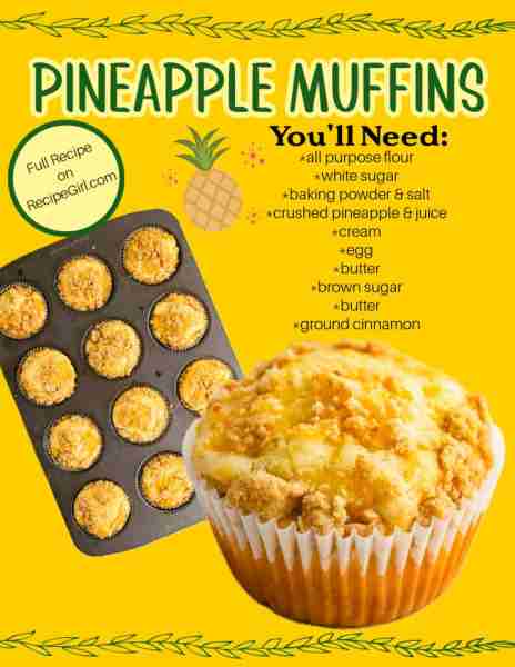 🍍Full Recipe: https://www.recipegirl.com/pineapple-muffins/ You'll Need: *all purpose flour *white...