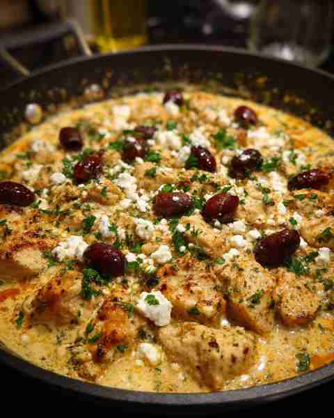 Mediterranean Keto Ground Chicken Skillet with Olives and Feta Ingredients: 1.5 lbs ground chicken 2...