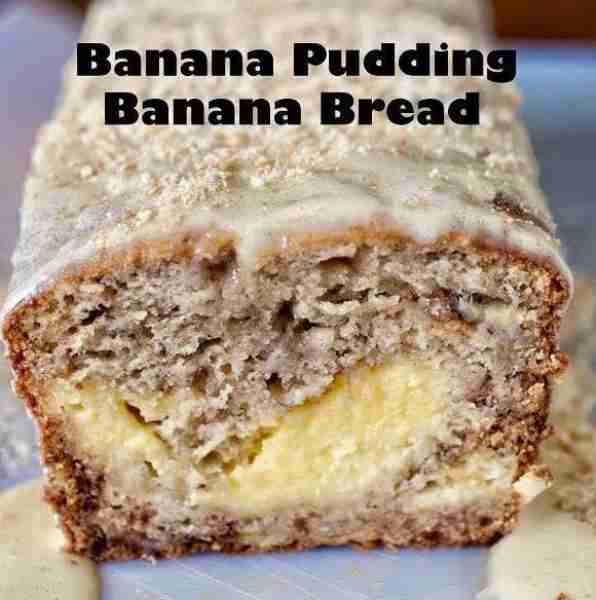 This Banana Pudding Banana Bread has a cream cheese banana pudding vanilla wafer filling topped with...