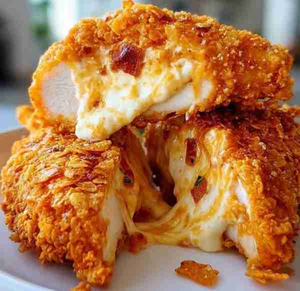 Cream Cheese & Bacon Stuffed Doritos Chicken Ingredients: - 4 boneless, skinless chicken breasts - 1...