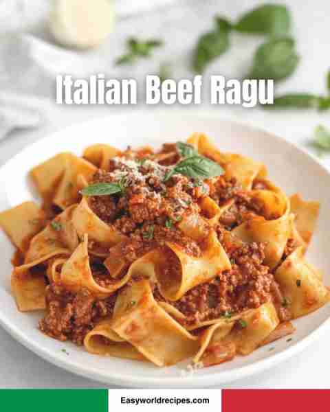 🥩 Italian Beef Ragu 🇮🇹🍷 Slow-cooked beef in a rich tomato and red wine sauce—perfect over pasta or...