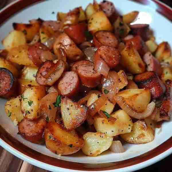 Fried Potatoes Onions And Smoked Polish Sausage 😋😍 Ingredients: 1 pound cajun smoked sausage 1 pou...