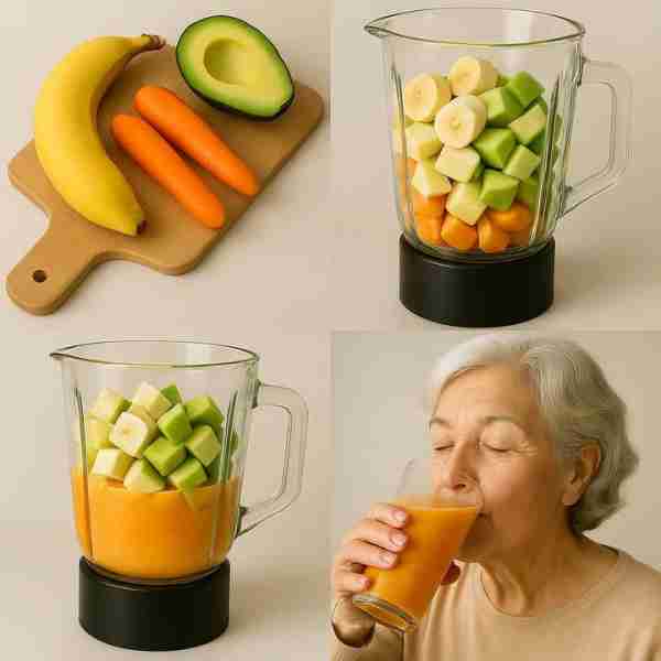 Creamy Carrot Avocado Smoothie Ingredients (American measurements): • 1 ripe banana • 2 medium carro...