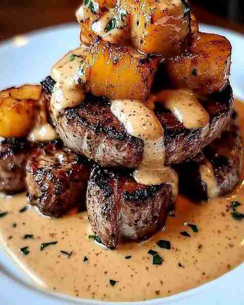 Surf and Turf with Cajun Cream Sauce 🍽️🦐 This surf and turf dish is a tantalizing blend of juicy fi...