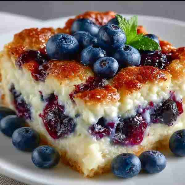 Indulge in a delicious Blueberry Cottage Cheese Breakfast Bake! 🍽️ 📋 Ingredients - 2 cups cottage...